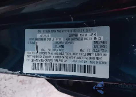2018 Mazda Mazda3 Grand Touring from USA, damaged, VIN 3MZBN1W36JM257189